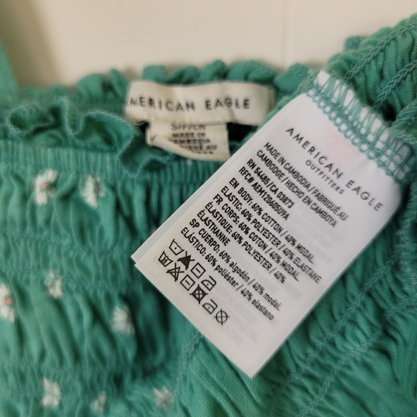 Green Floral Crop Top - American Eagle (S)