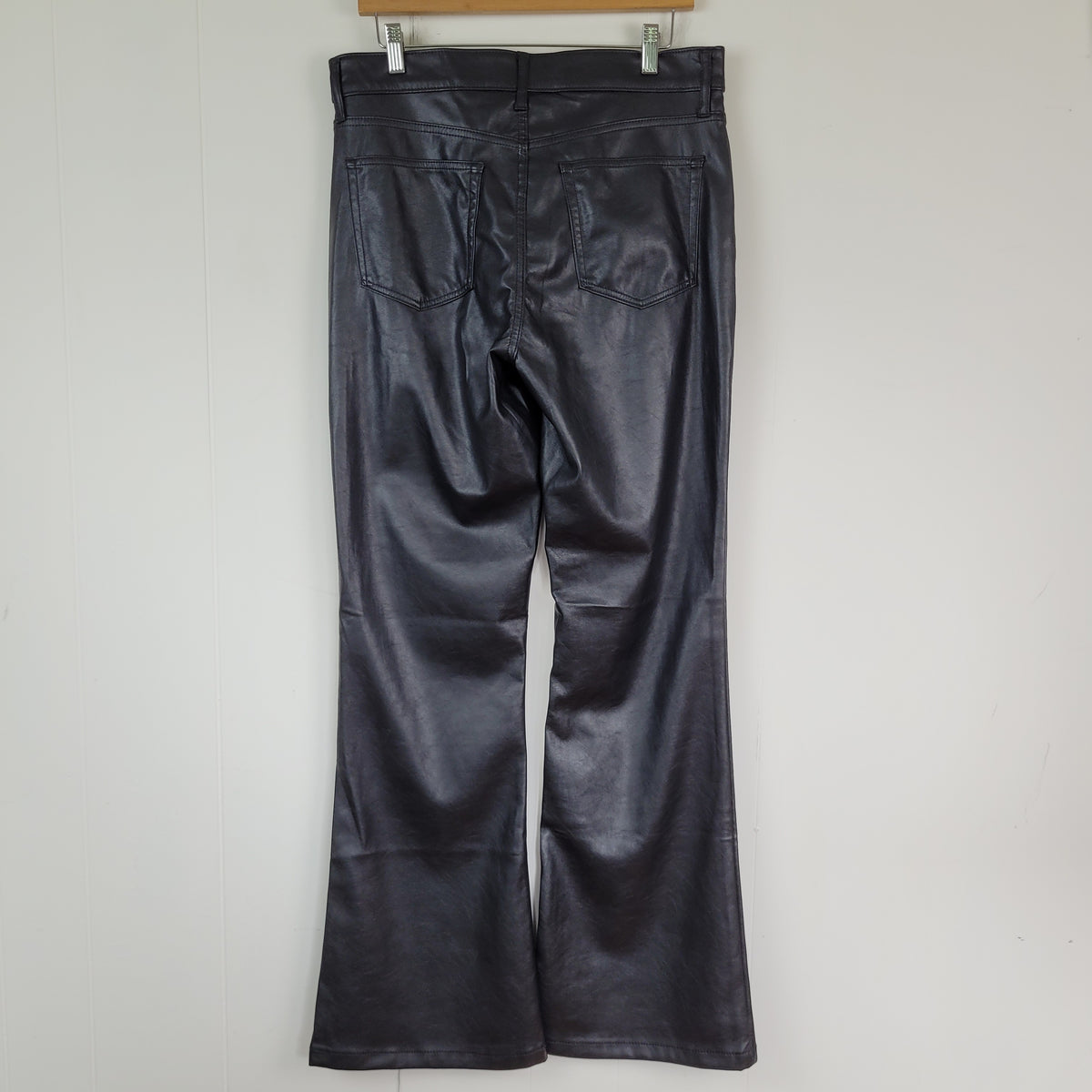 Black Faux Leather ’70s Flare High Rise Pants - Gap (Size 12)