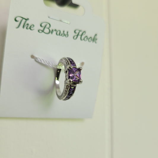 Purple Crystal Statement Ring
