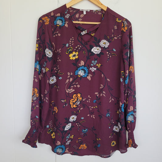 Floral Smocked Cuff Blouse - Maurice’s (Small)
