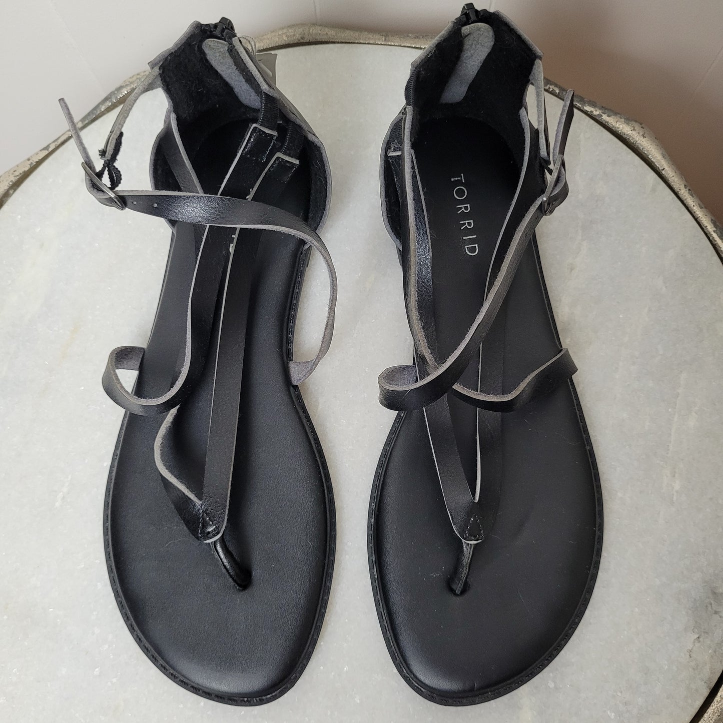 Black Strappy Sandals - Torrid (Size 9W)