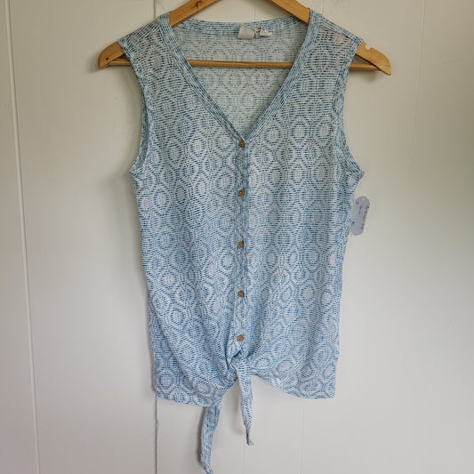 Blue Linen Tie-Front Tank - Artisan NY (Small)
