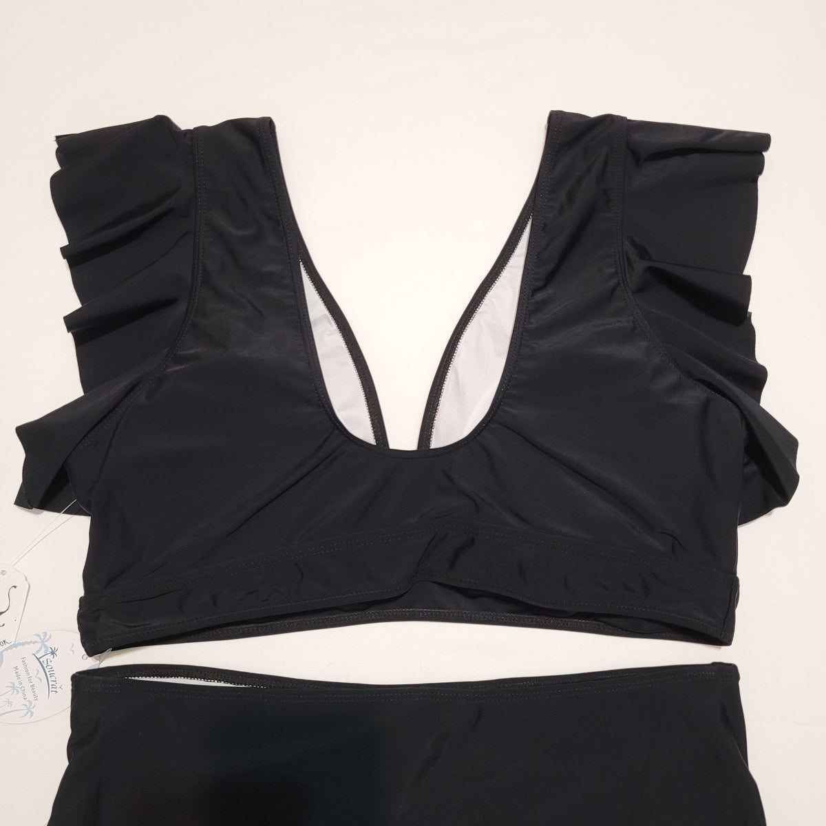 Black Ruffle Sleeve Bikini Set - Soucrat (XL)
