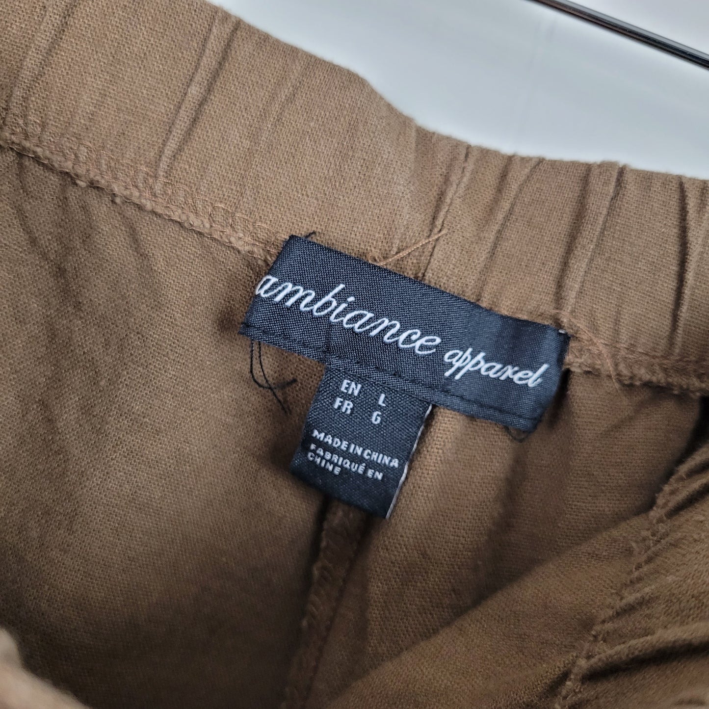 Camel Linen Blend Wide Leg Pants - ambiance apparel (Large)
