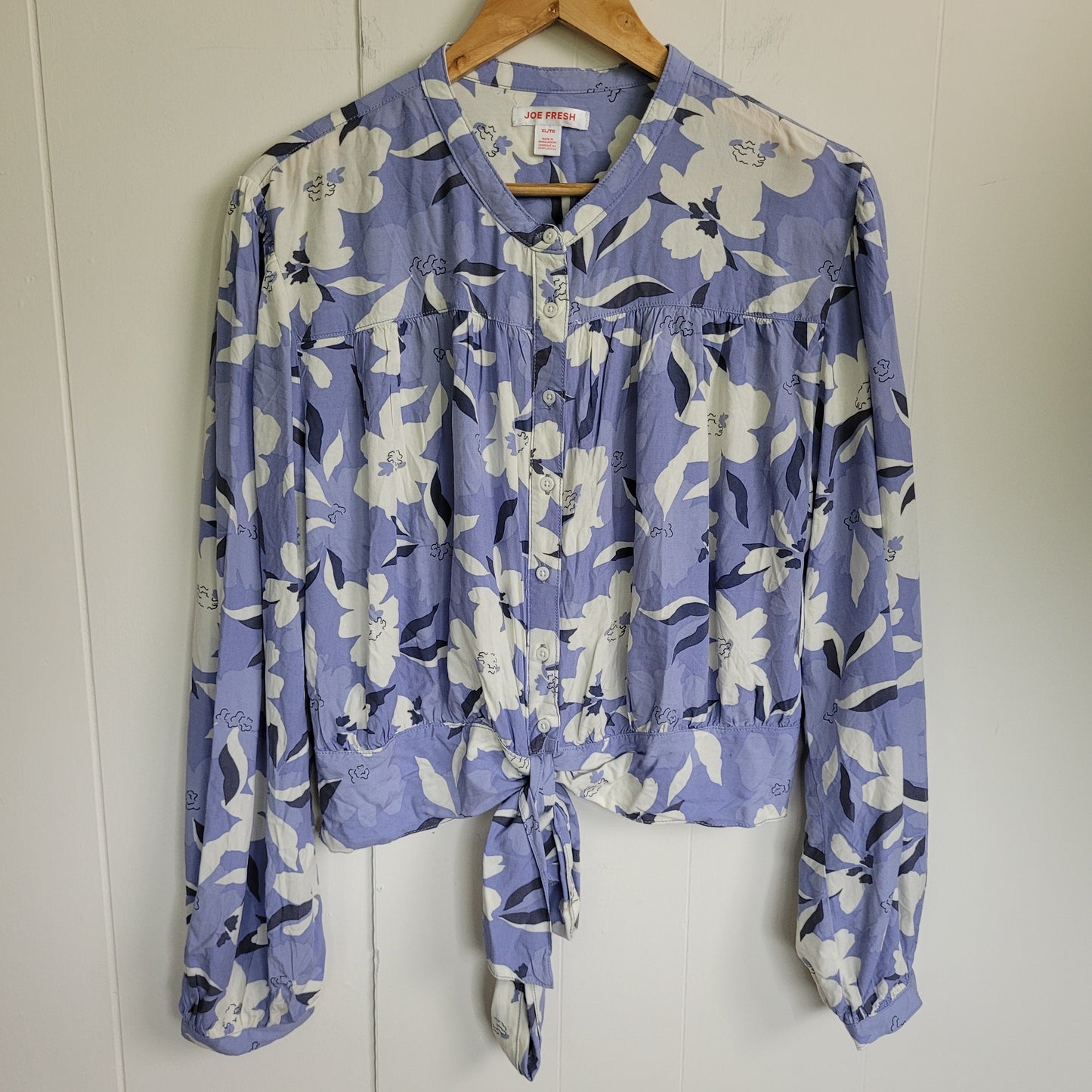 Lilac Floral Tie Front Blouse - Joe Fresh (XL)