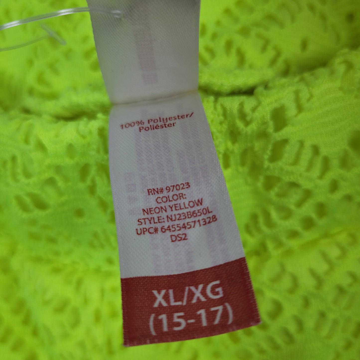 Neon Yellow Lace Shorts - No Boundaries (XL 15-17)