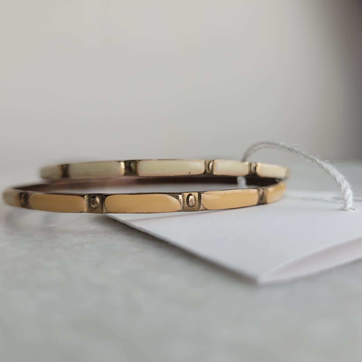 Vintage Gold Tone Bangle Bracelet Set - Slim Stackable Bracelets (Set of 2)