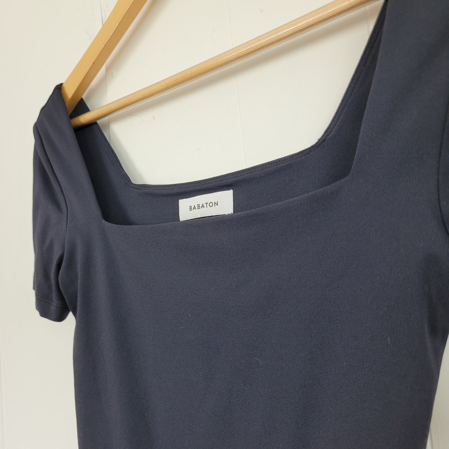 Black Square Neck Short Sleeve Bodysuit - Babaton (Size Small)