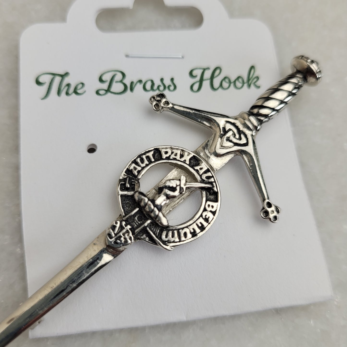 Scottish Claymore Sword Kilt Brooch - Antiqued Silver Tone (APS Scotland)