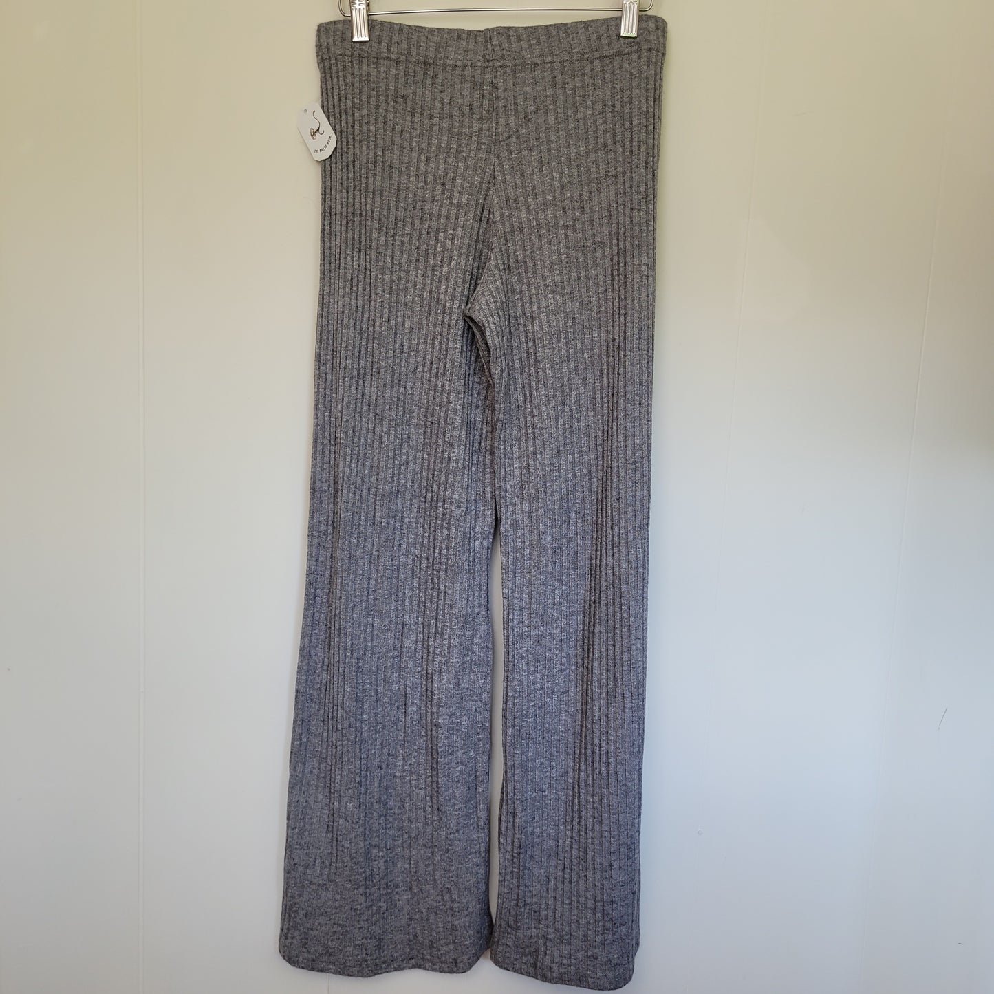 Grey Ribbed Knit Flare Pants - Women's (Size M)