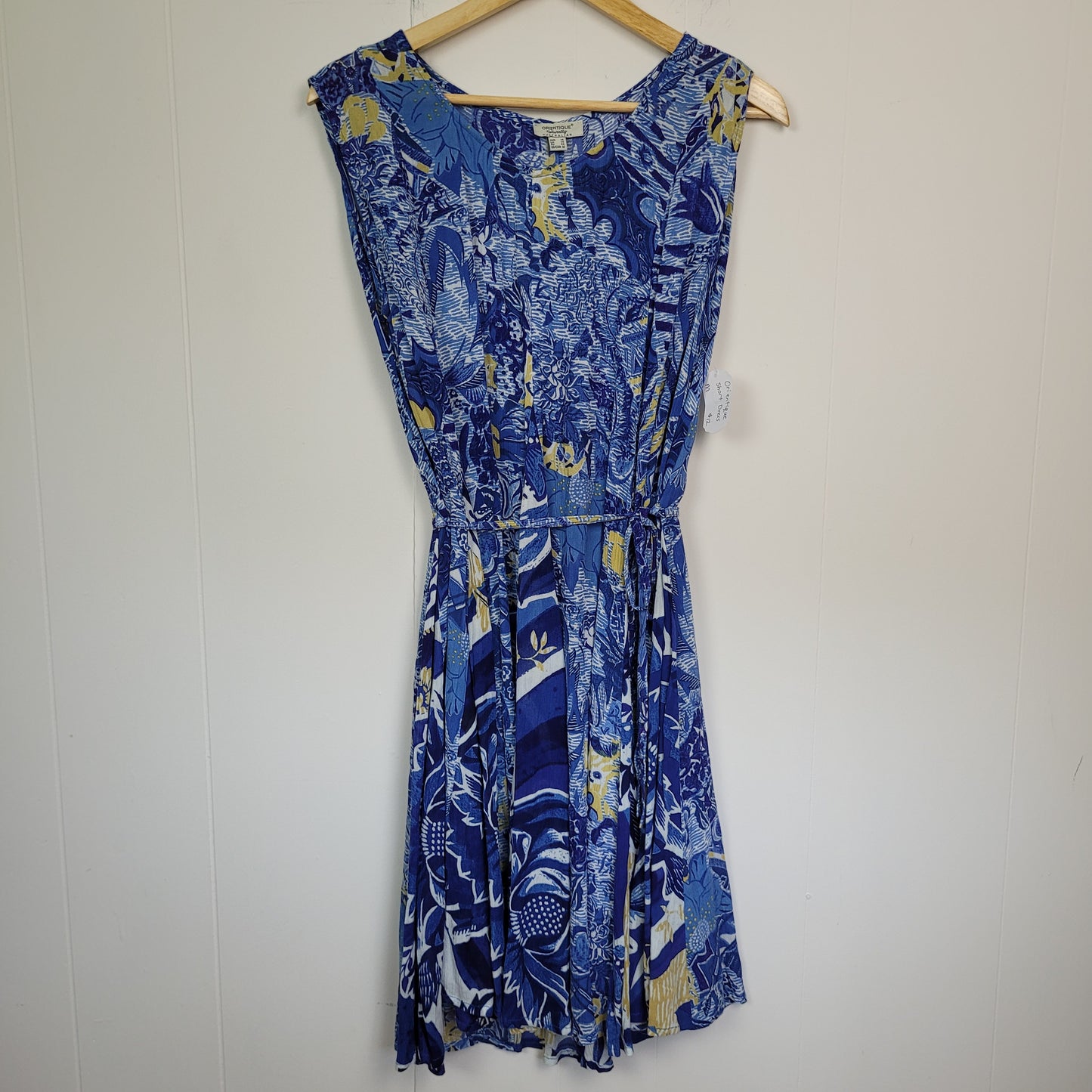 Blue Abstract Print Tie-Waist Dress - Orientique (Medium)
