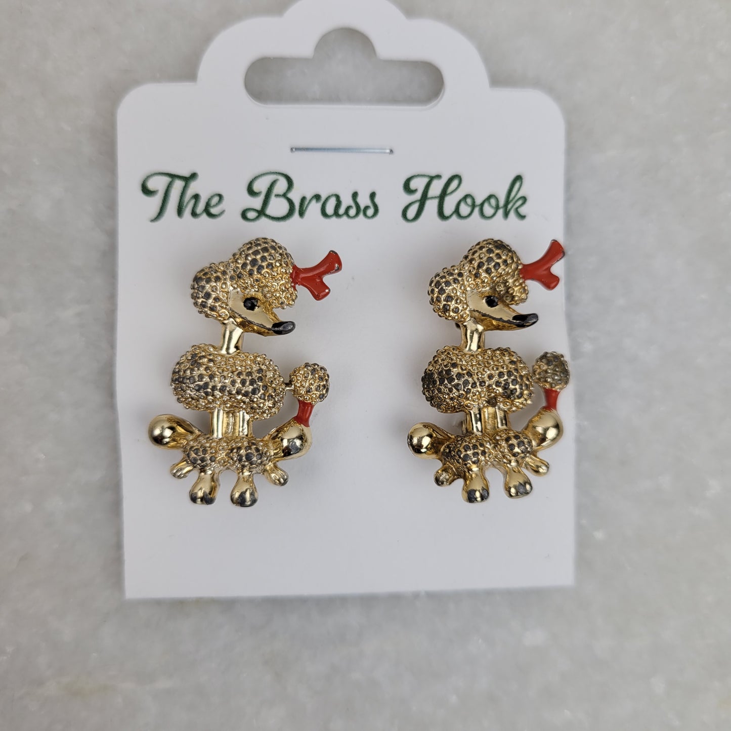 Vintage Gold Tone Poodle Dog Brooch Pin Set