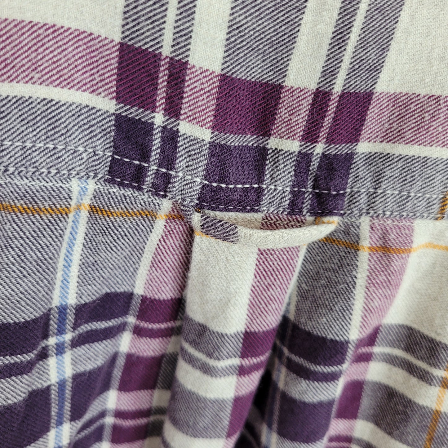 Purple Plaid Cotton Button-Up Shirt - Roots (Women's Medium)