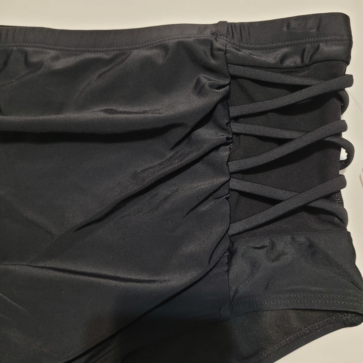 Black Strappy High-Waisted Swim Bottom - Holipick (18W)