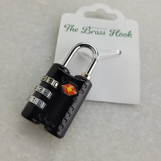 TSA Approved 3-Dial Combination Luggage Padlock - Black