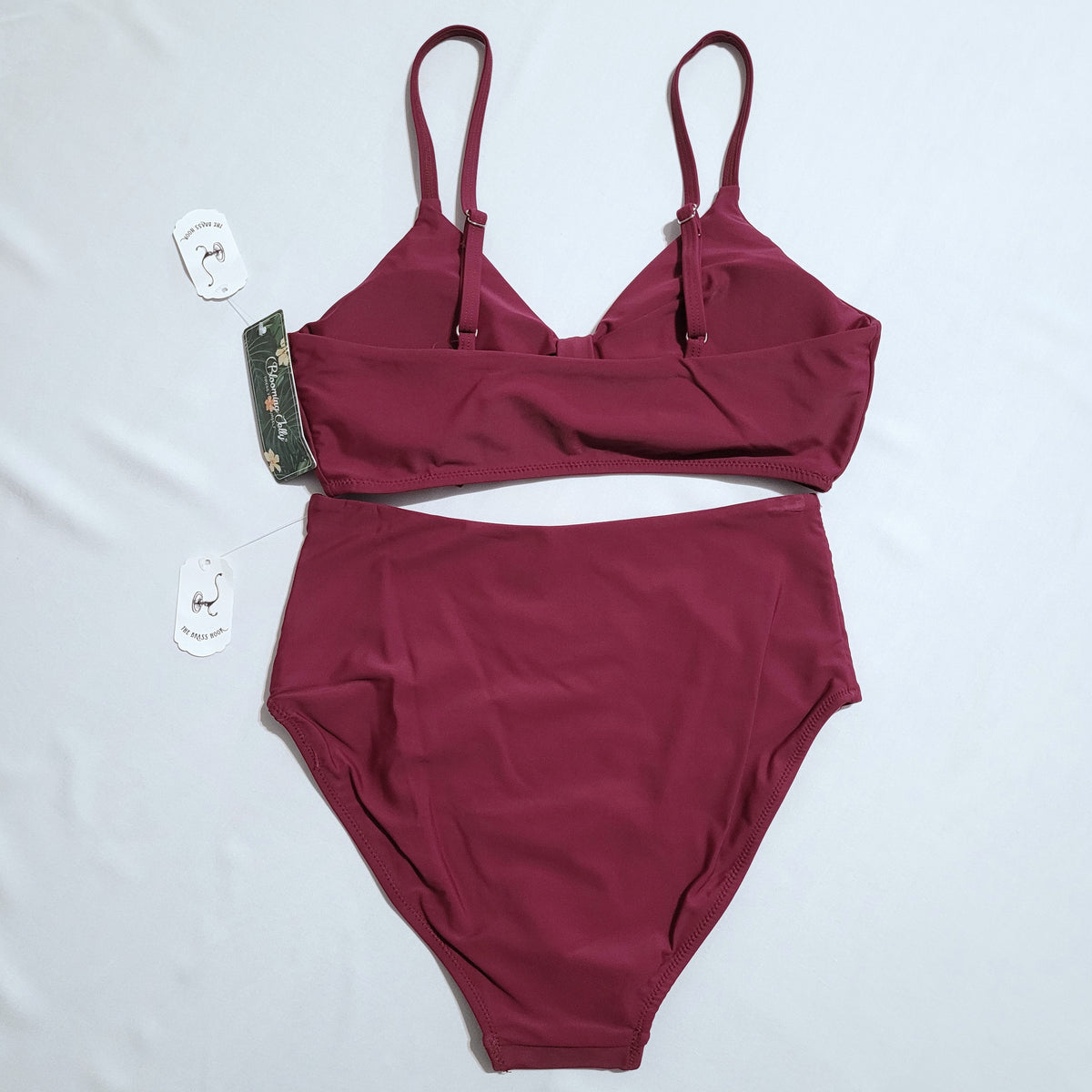 Burgundy High-Waisted Bikini Set - Blooming Jelly (S)