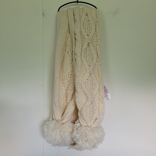 Cream Cable Knit Pom Pom Scarf - Canadiana
