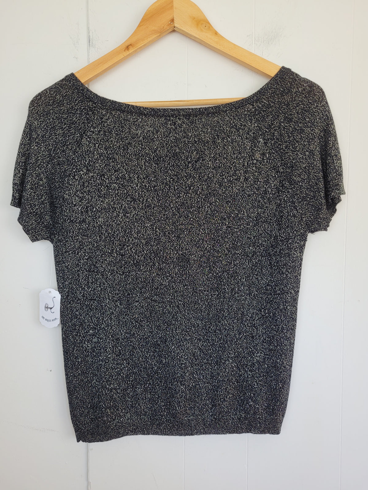 Reitmans Medium Black & Gold Shimmer Knit Top