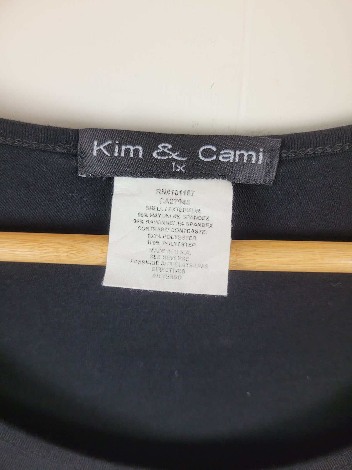 Kim & Cami 1X Black Sheer Swiss Dot Puff Sleeve Top