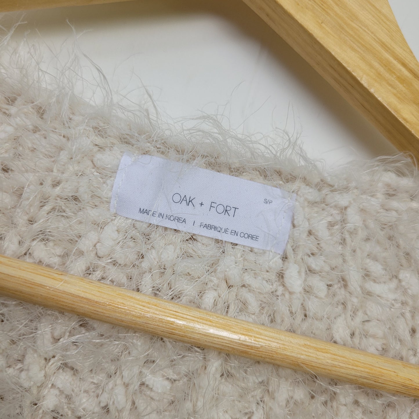 Cream Fuzzy Cropped Cardigan - Oak + Fort (Size S)