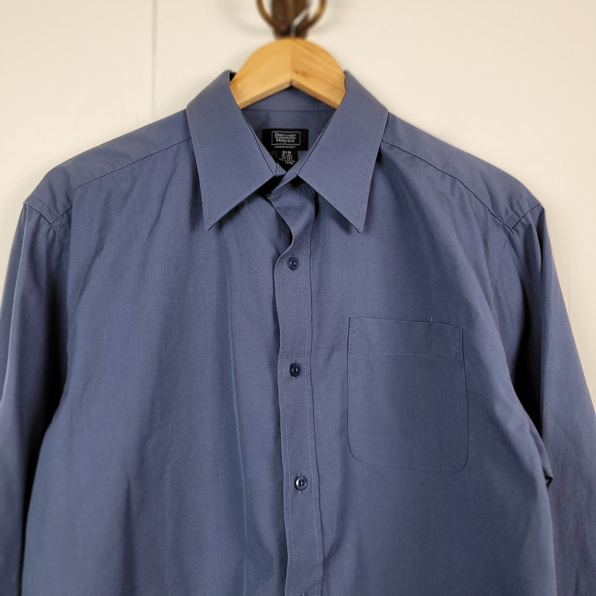 Blue Long Sleeve Button-Up Shirt - Denver Hayes (M - Mens)