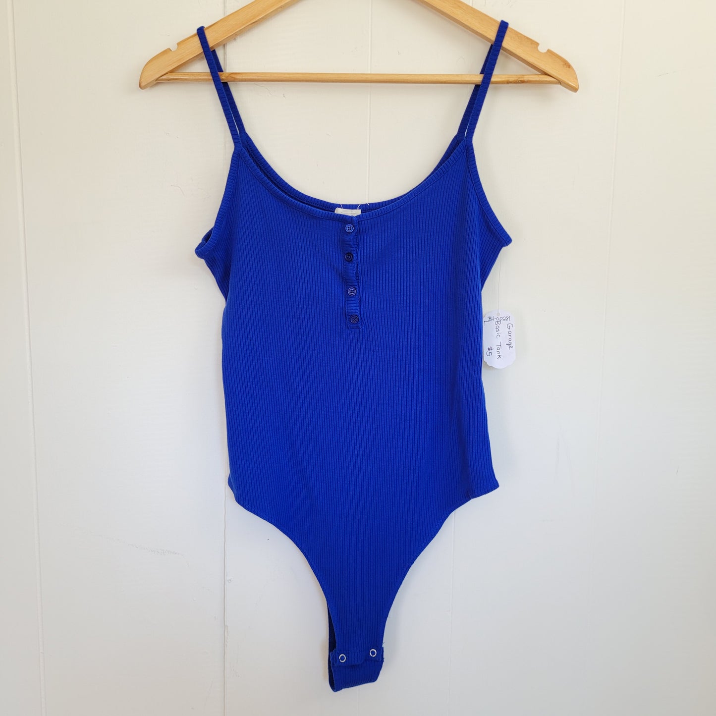 Blue Ribbed Henley Bodysuit - Garage (Large)