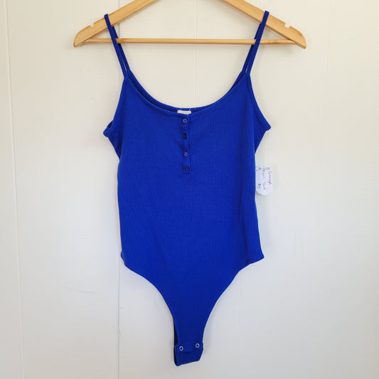 Blue Ribbed Henley Bodysuit - Garage (Large)