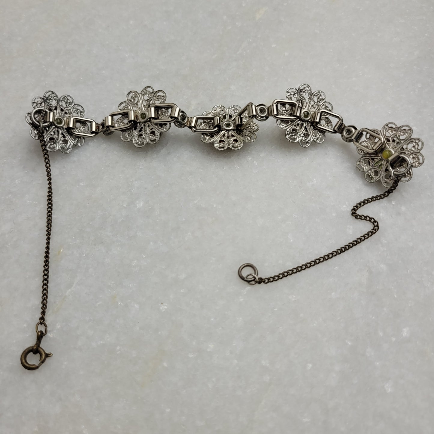 Vintage Silver Tone Red Stone Choker Necklace