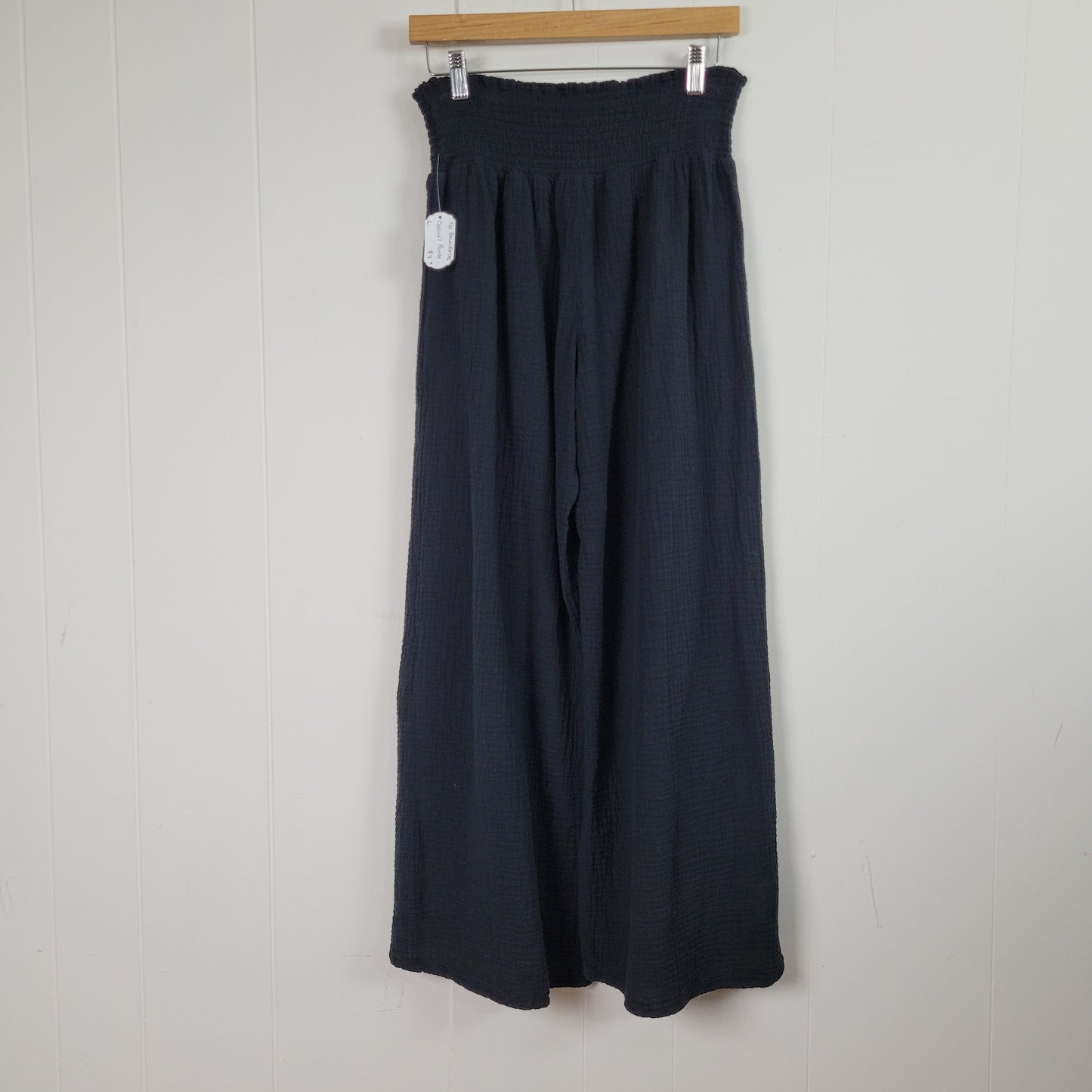 Black Gauze Wide Leg Pants - No Boundaries (Large)