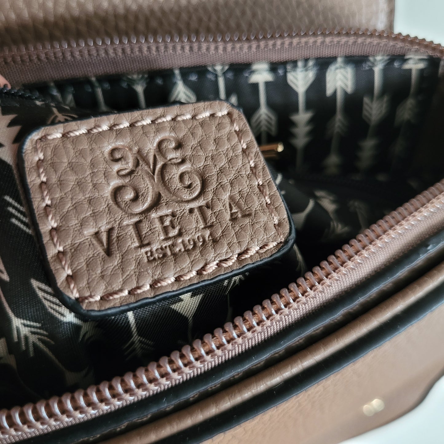 Taupe Crossbody Bag with Gold Hardware - Vieta