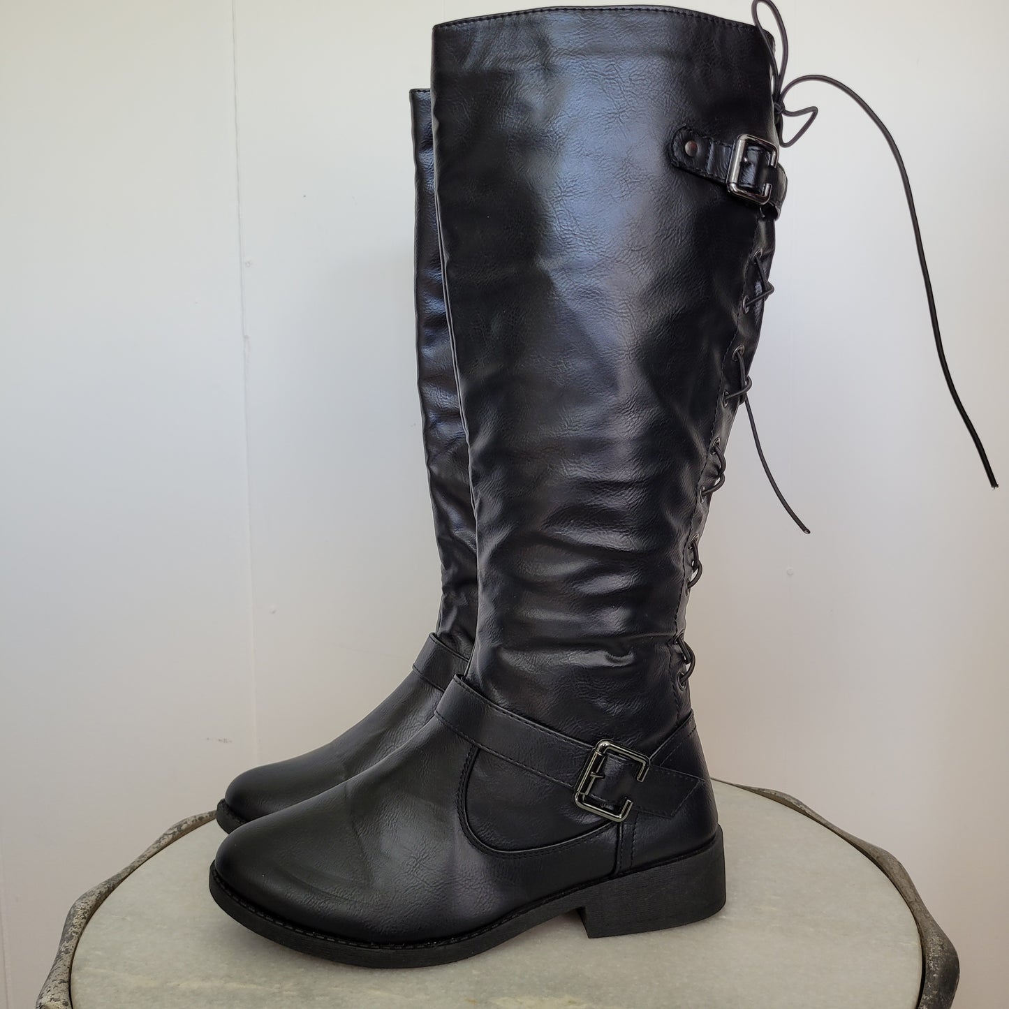 Black Lace-Up Riding Boots - Wanted (Size 6)