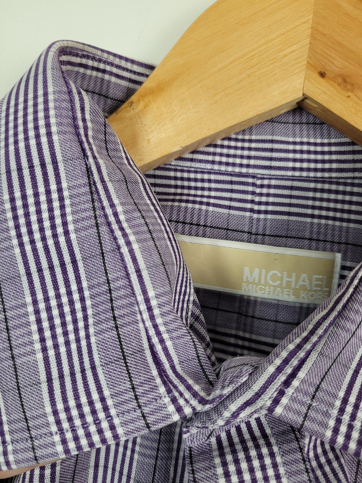 Michael Kors Large Purple Plaid Long Sleeve Button-Up Shirt