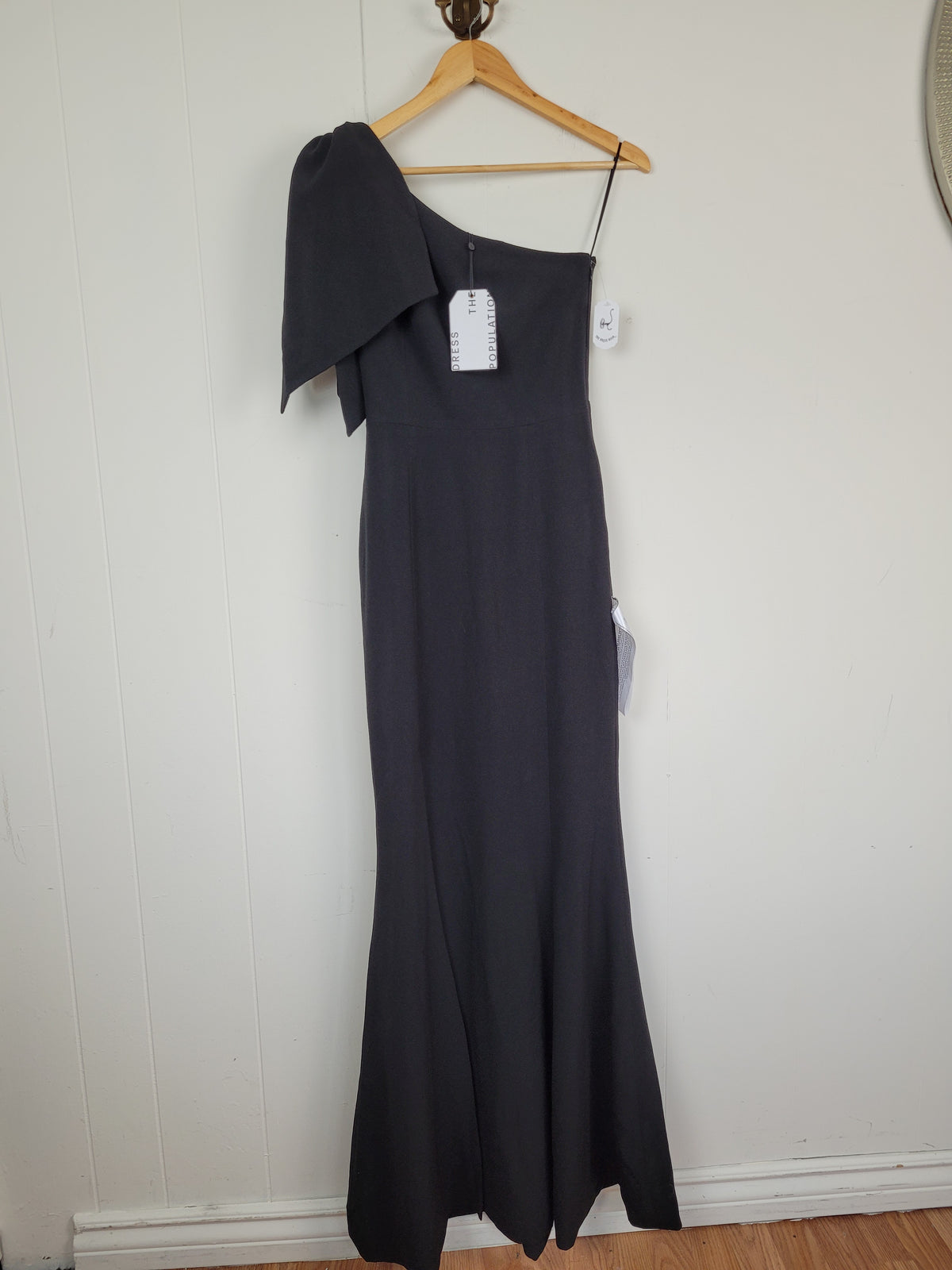 Black One-Shoulder Maxi Dress - Dress the Population (XS)