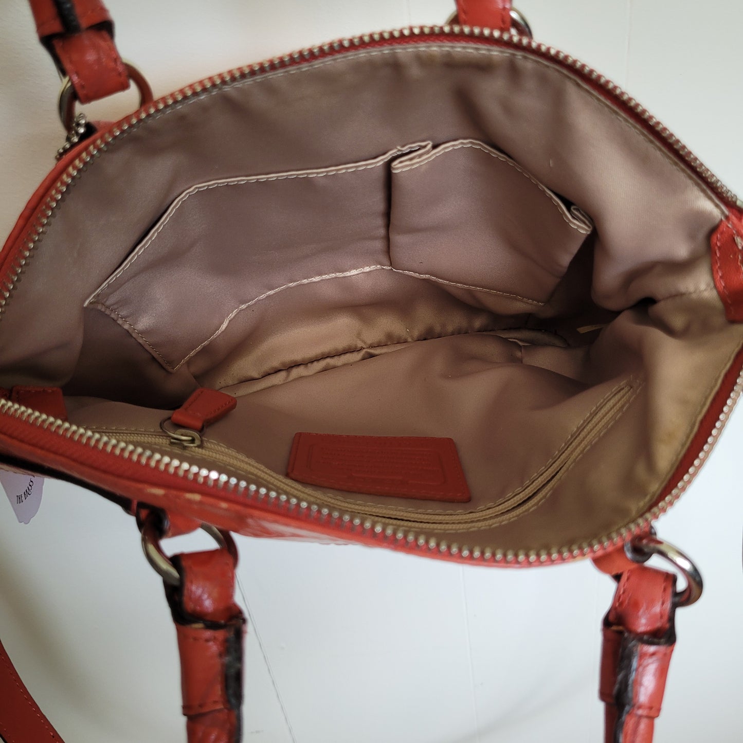Coral Orange Madison Embossed Leather Satchel - Coach