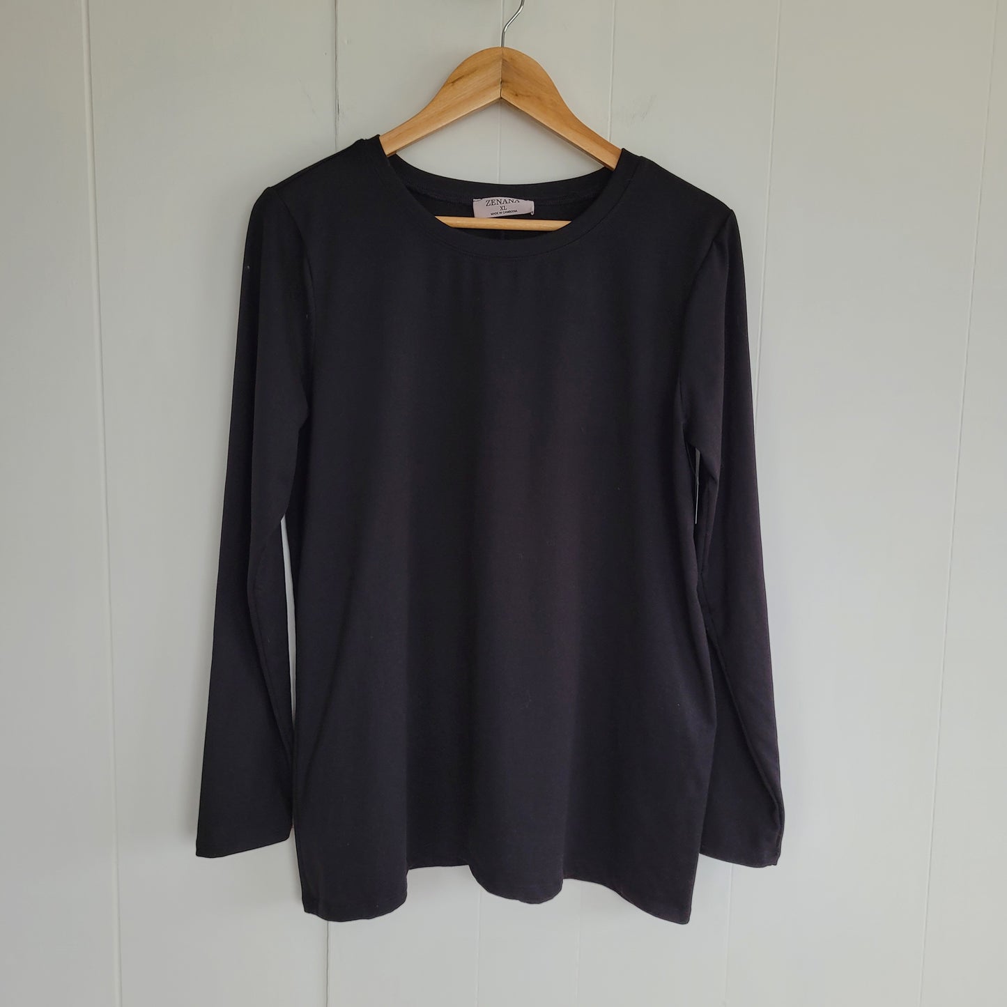 Black Long Sleeve Basic Top - Zenana (XL)
