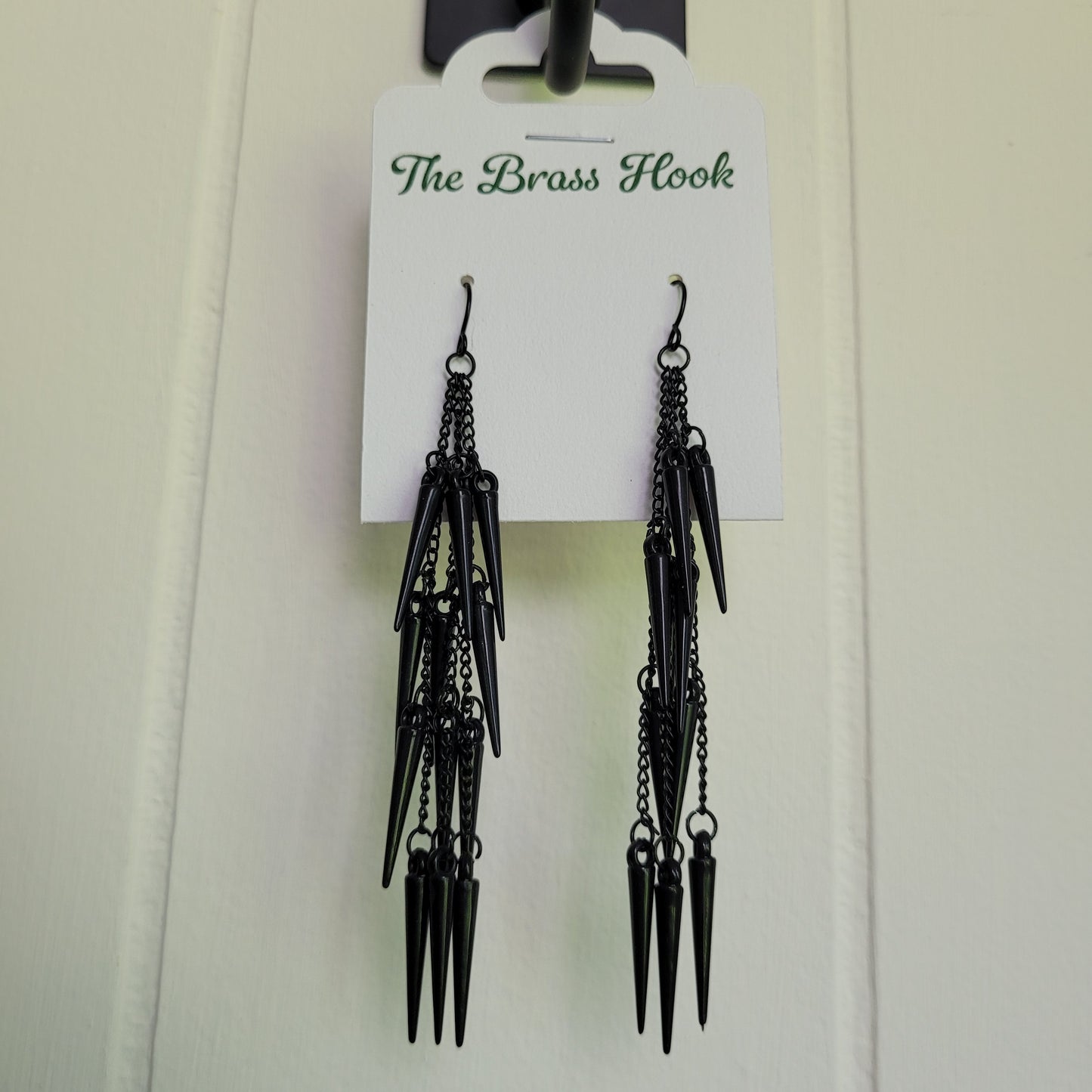 Black Spike Chain Drop Earrings