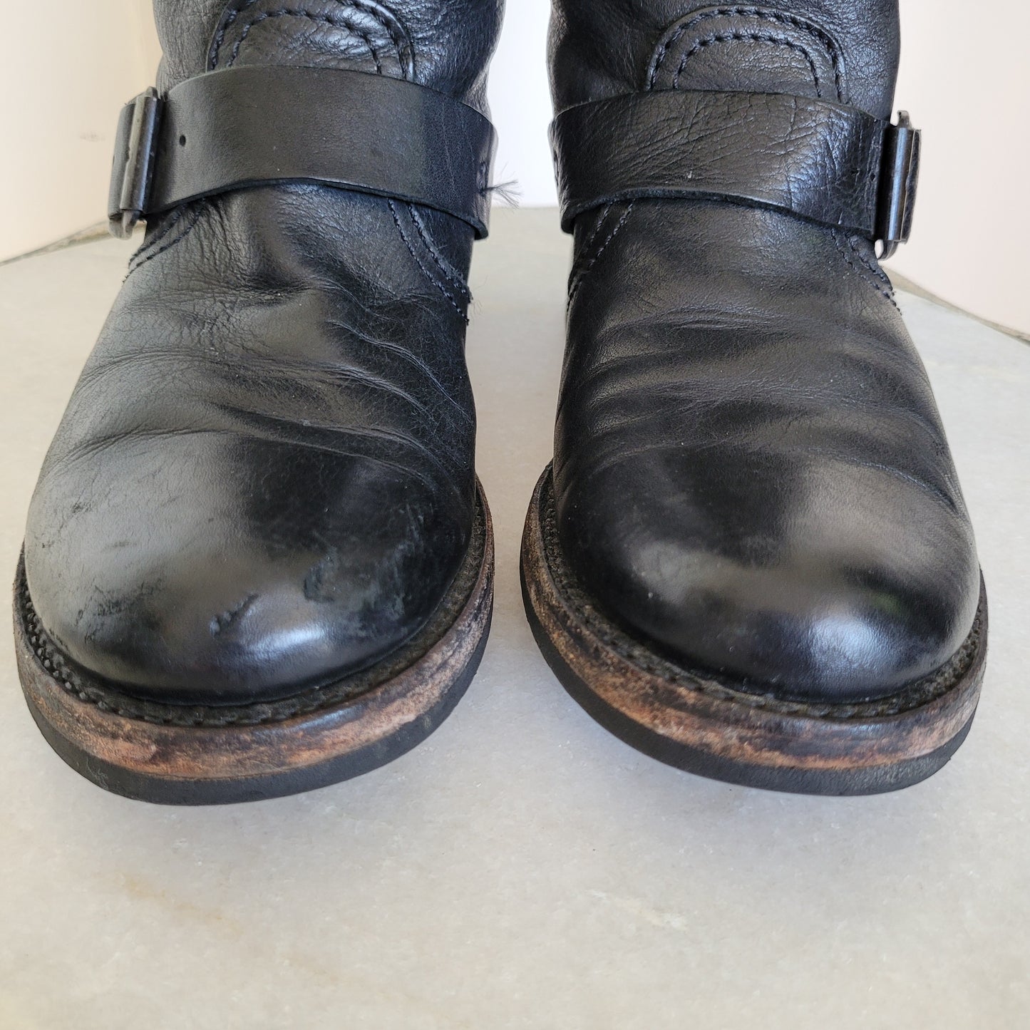 Black Leather Engineer Boots - Frye (Women's 6.5B)