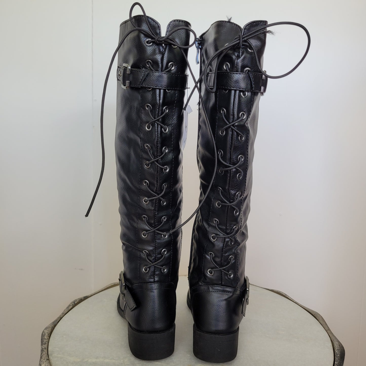 Black Lace-Up Riding Boots - Wanted (Size 6)