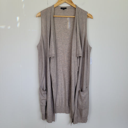 Oatmeal Sleeveless Knit Cardigan Vest - Dynamite (Medium/Large)