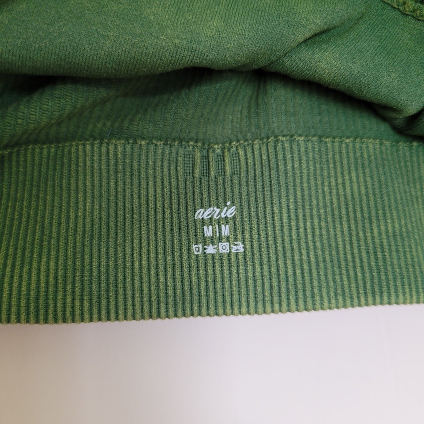 Green Ribbed Cutout Crop Top - Aerie (Size M)