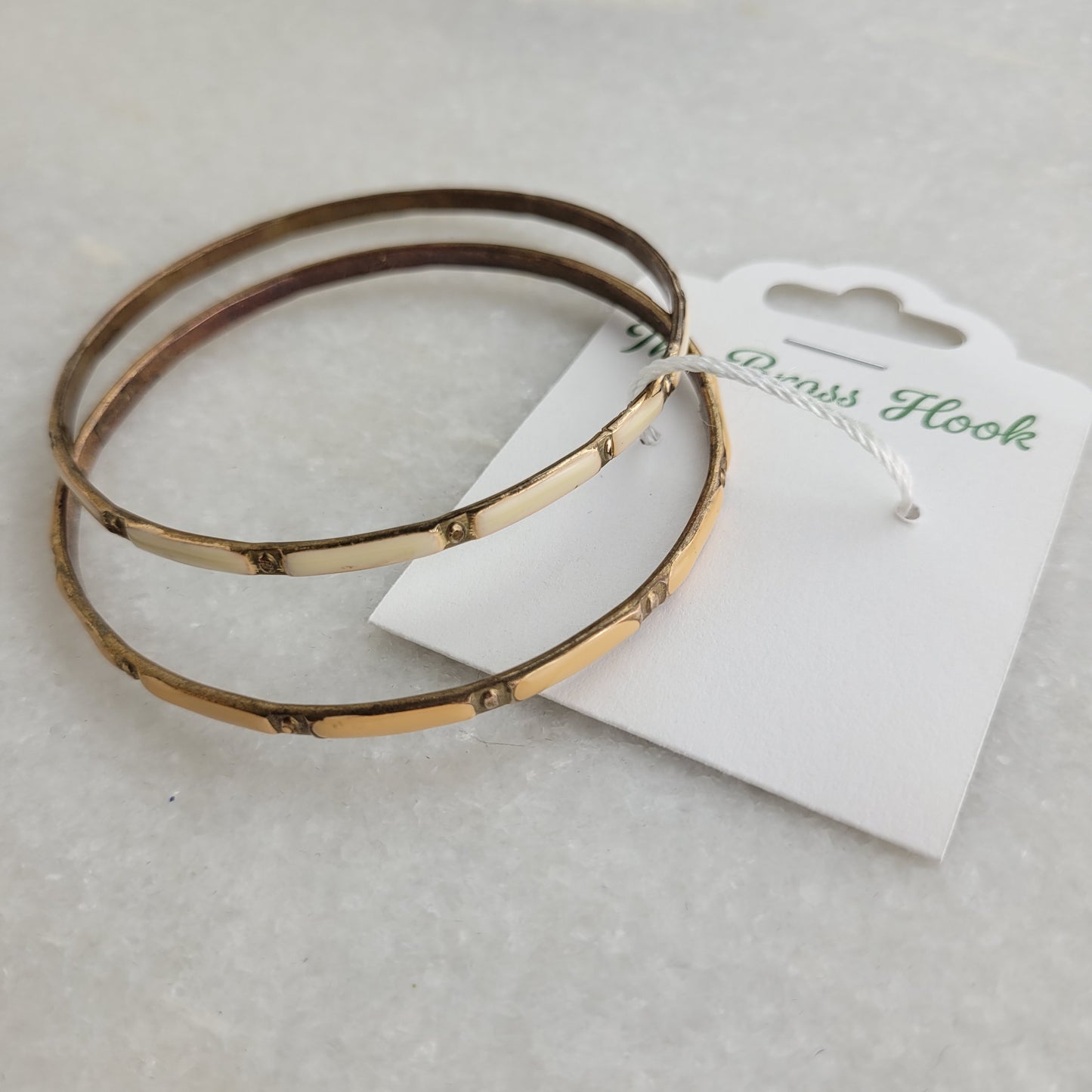 Vintage Gold Tone Bangle Bracelet Set - Slim Stackable Bracelets (Set of 2)
