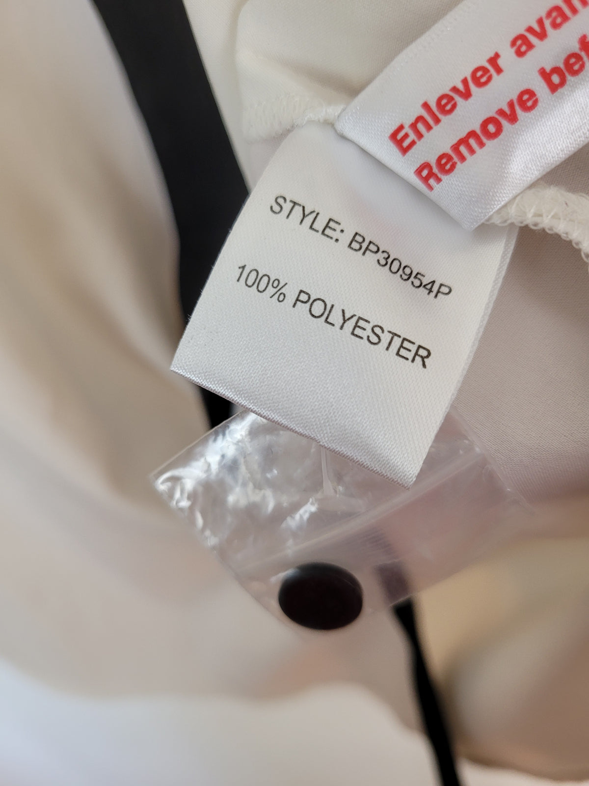 Proportion Petite Size 10 Black & Ivory Contrast Long Sleeve Blouse
