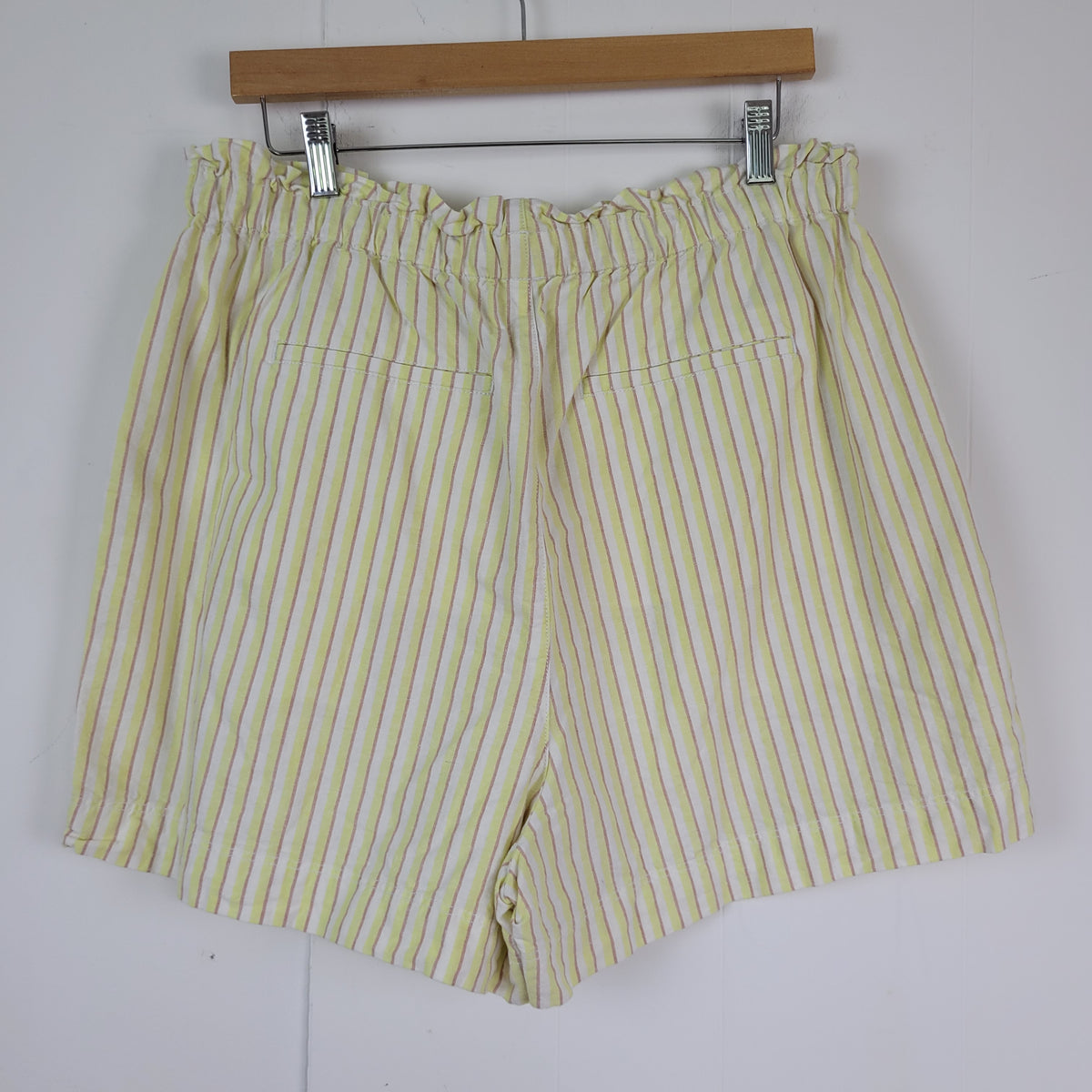 Yellow Striped Linen Blend Shorts - Uniqlo (Size L)