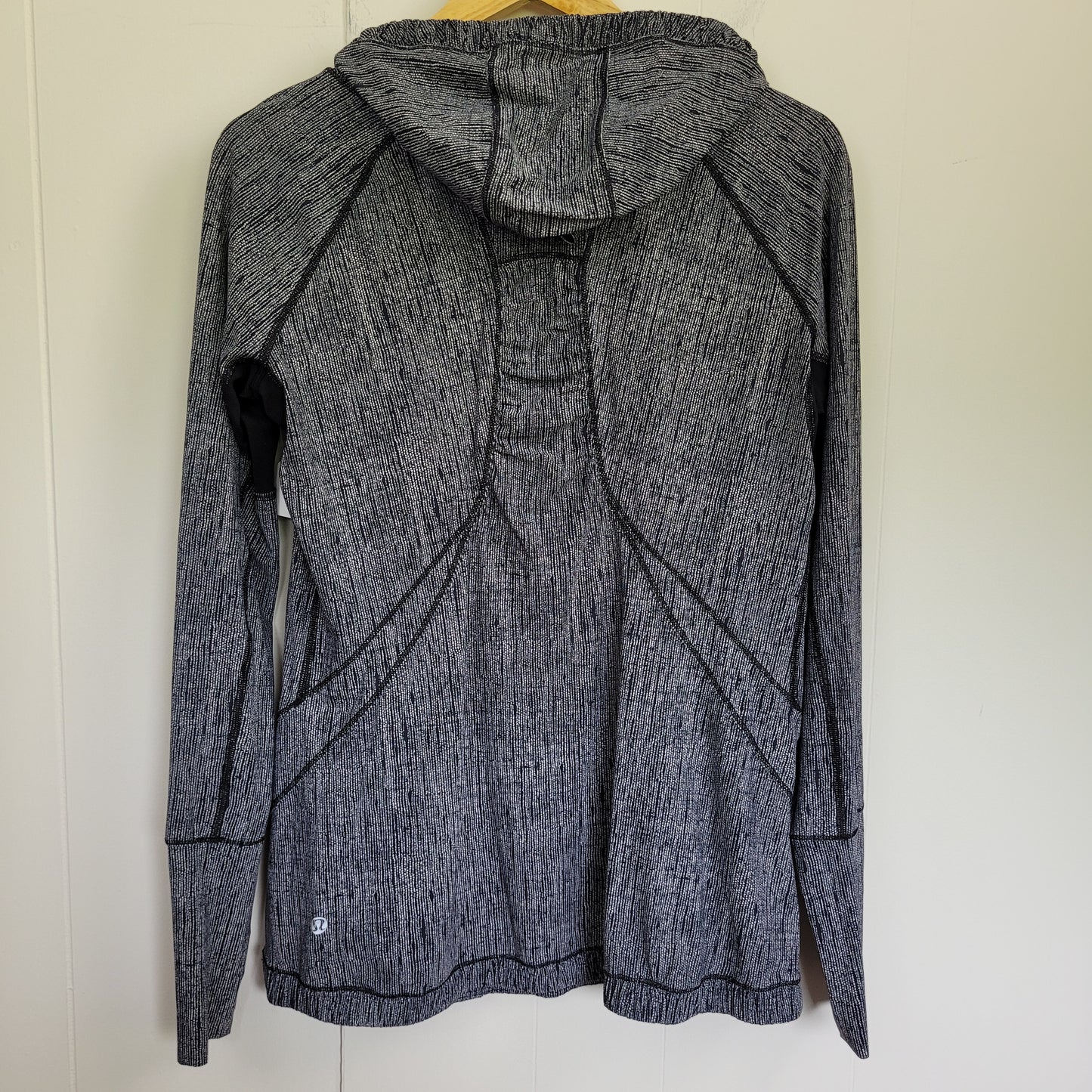 Heathered Black/White Lightweight Hooded Active Top - Lululemon (Large)