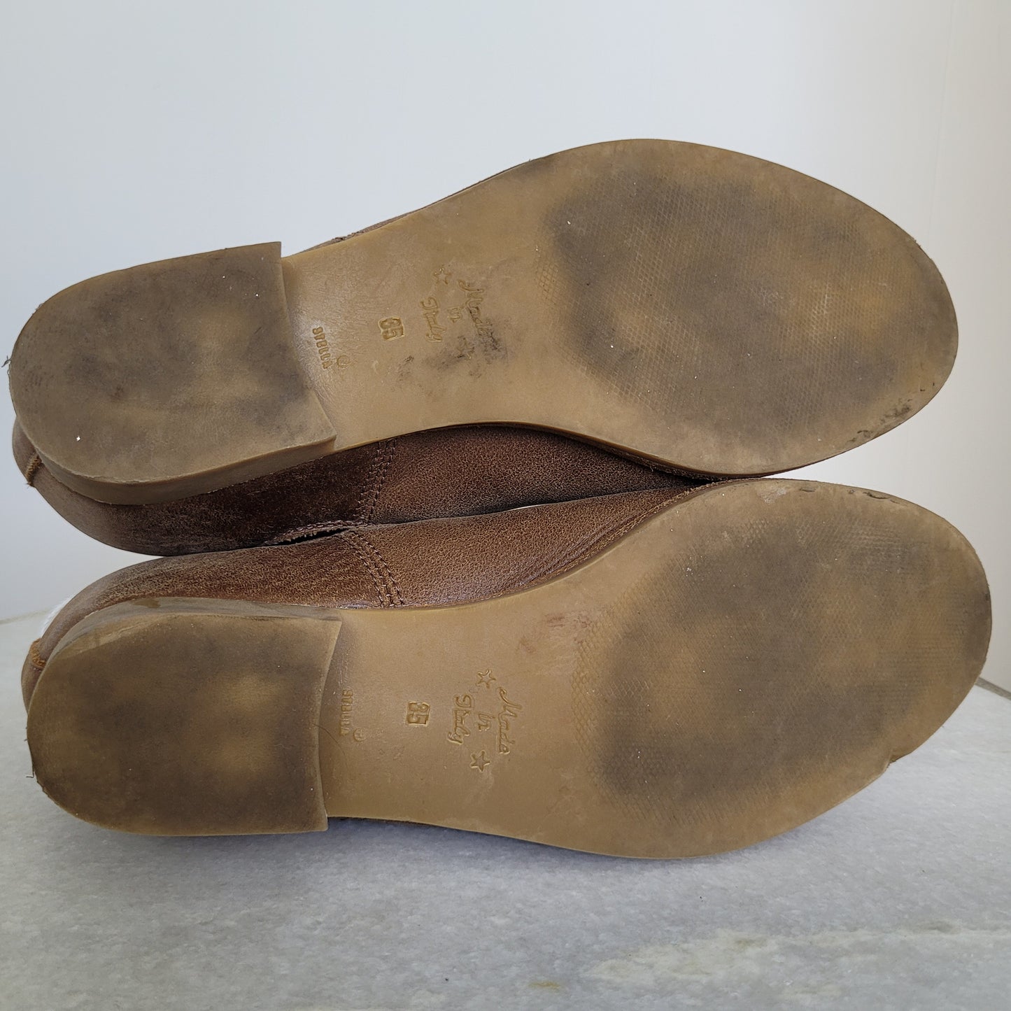 Brown Distressed Leather Chelsea Boots - Roots Made in Italy (Size 35)
