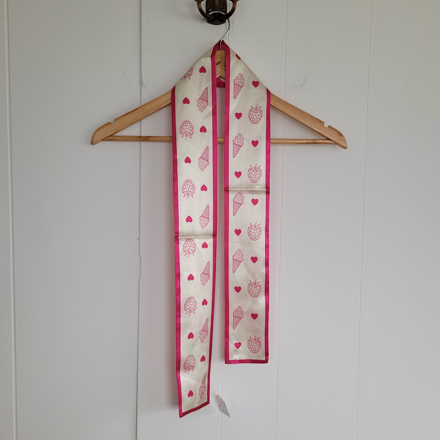 Pink Satin Reversible Scarf - Stripe & Print