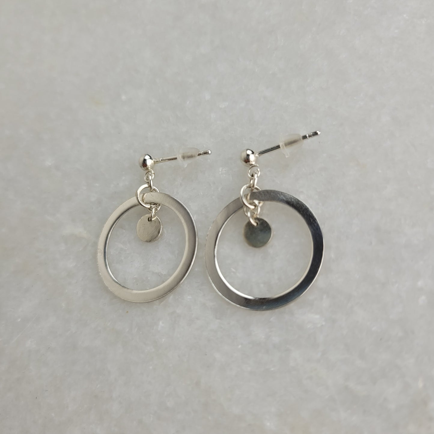 Silver Tone Circle Dangle Earrings