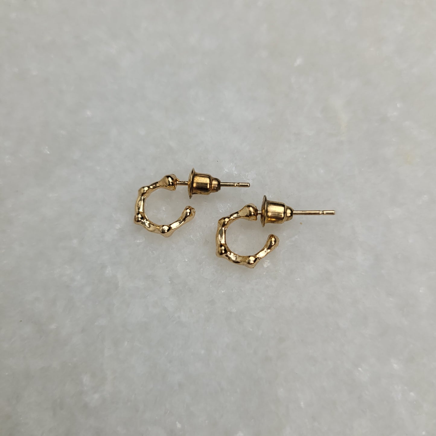 Gold Tone Organic Open Hoop Stud Earrings