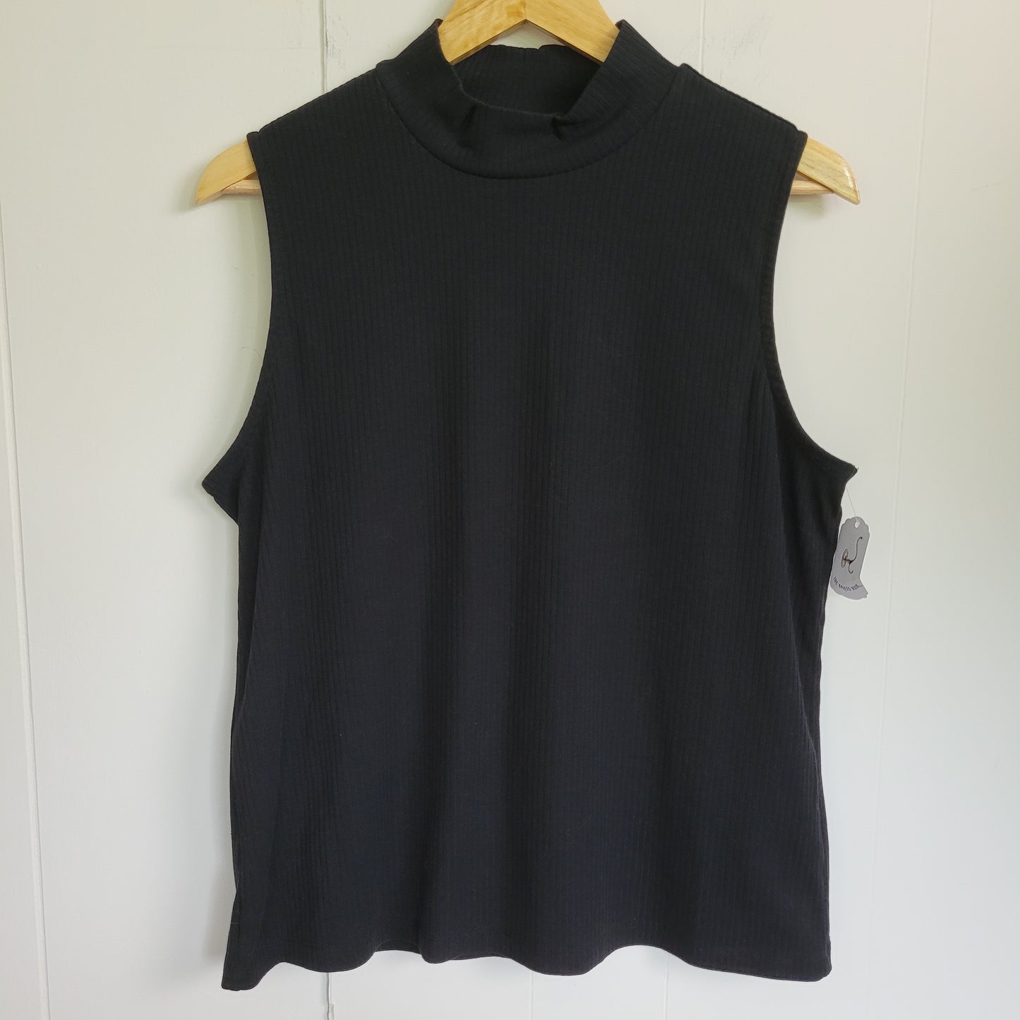 Black Ribbed Mock Neck Tank - iyla (XL)