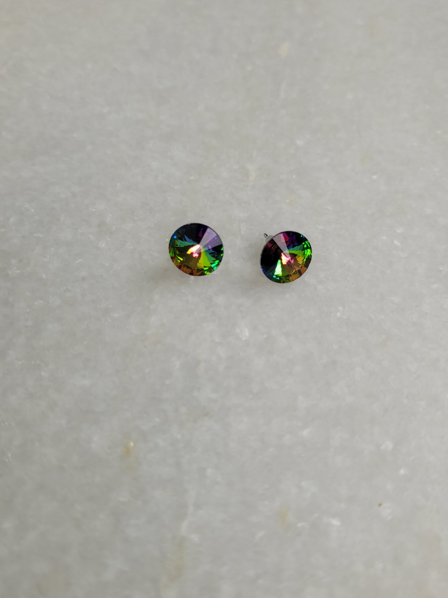 Rainbow Crystal Round Stud Earrings